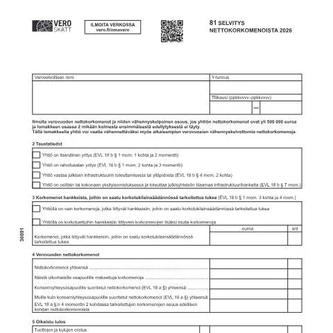 Document preview: Miksi 81 Selvitys nettokorkomenoista on tärkeä yrityksellesi? — Verot & verotus (CERFA n°Vero 3009)