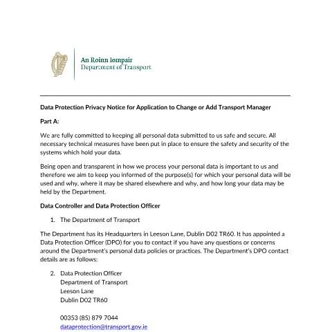 Document preview: Understanding Data Protection for Transport Manager Applications — Government & admin