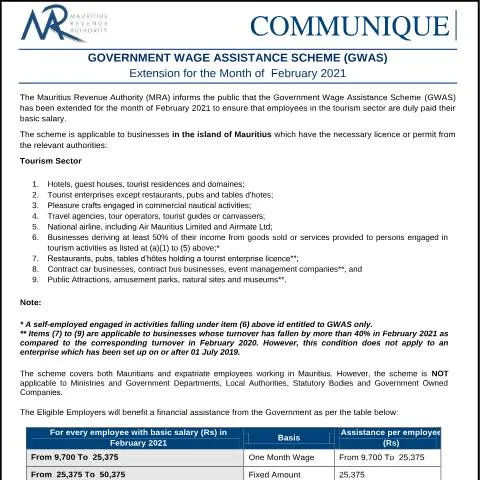 Document preview: Understanding the Government Wage Assistance Scheme for Tourism — Taxes (GWASFebruary2021)