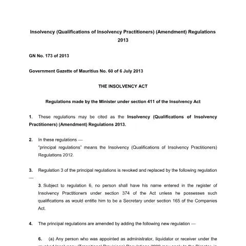Document preview: The Importance of GN No. 173 of 2013 for Insolvency Practitioners — Government & admin (GN-No.-173-of-2013)