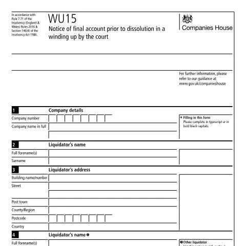 Document preview: Understanding the WU15 Notice for Company Dissolution — Business