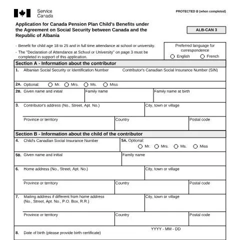 Document preview: Essential Guide to CPP Child's Benefits Application for Albanian — Health (CERFA n°ISP5055-ALB)