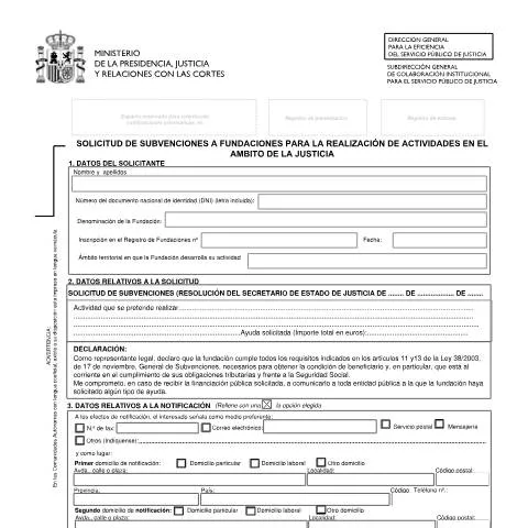 Vista previa del documento Ayudas para Fundaciones en el Ámbito de la Justicia — Trámites administrativos