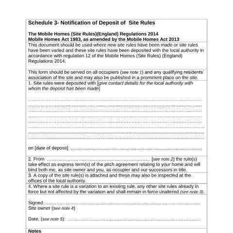 Document preview: Understanding the Park Homes Notification of Deposit — Housing