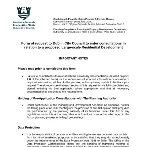 Document preview: Request Consultation for Large-Scale Residential Development — Planning & building works (Form 18)