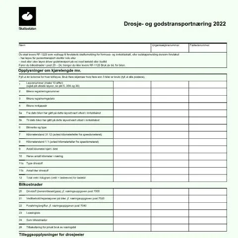 Document preview: RF-1223: Viktig for drosje- og godstransport — Skatt & avgifter (CERFA n°RF-1223)