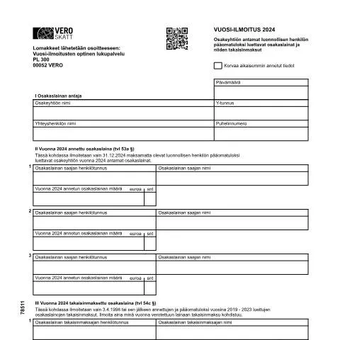 Document preview: Osakaslainojen vuosi-ilmoitus (7851) ja sen merkitys — Verot & verotus (CERFA n°Vero 7851)
