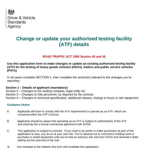 Document preview: Essential Steps for Modifying Your Authorised Testing Facility — Government & admin