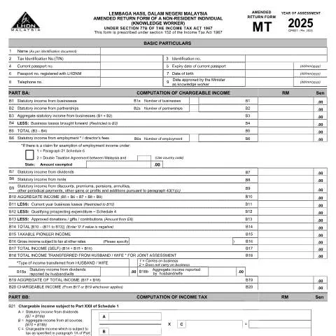 Document preview: Memahami Borang Cukai Pendapatan Dipinda MT 2025 — Cukai & percukaian (CERFA n°MT)