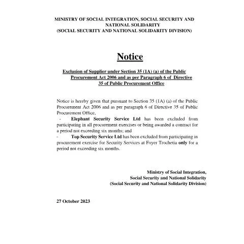 Document preview: Understanding Supplier Exclusion in Public Procurement — Government & admin (notice-website_31Oct2023)