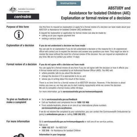 Document preview: Understanding the Review Process for ABSTUDY and AIC Decisions — Benefits & social aid (CERFA n°SY054)