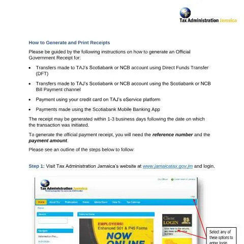 Document preview: Guide to Generating and Printing Official Receipts in Jamaica — Government & admin (CERFA n°guide_how_to_generate_print+receipt)
