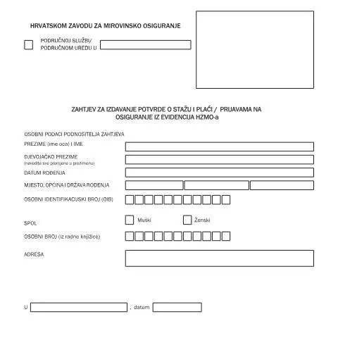 Document preview: Obrazac Tiskanica br 2 2 za potvrdu staža i plaće — Mirovina i penzija (CERFA n°Tiskanica_br_2_2)