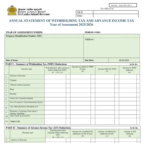 Document preview: Understanding Withholding Tax and Advance Income Tax for 2025/2026 — Taxes (CERFA n°ASMT_WHT_001_2025)
