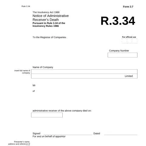 Document preview: Understanding the Notice of Administrative Receiver's Death — Government & admin