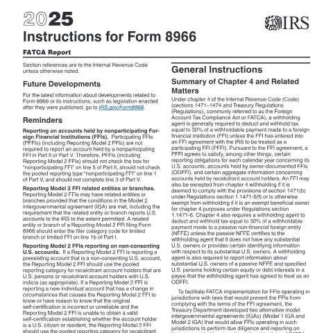 Document preview: Navigating IRS Instructions for Form 8966 Effectively — Taxes (CERFA n°INST-8966)