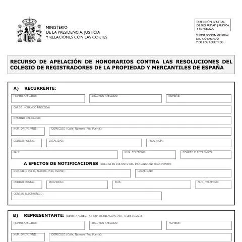 Vista previa del documento Recurso de apelación de honorarios en España — Trámites administrativos