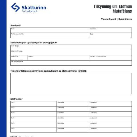 Document preview: Hvernig á að skila tilkynningu um hlutafélag á Íslandi — Fyrirtæki & atvinnulíf (CERFA n°RSK 17.20)