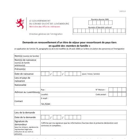 Aperçu du document Guide pratique pour le renouvellement de votre titre de séjour — Famille (CERFA n°regroupement-familial-tiers)