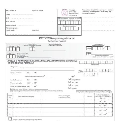 Document preview: Kako doći do Potvrde o pomagalima za šećernu bolest? — Zdravlje (CERFA n°Potvrda_o_pomagalima_za_secernu_bolest_0)