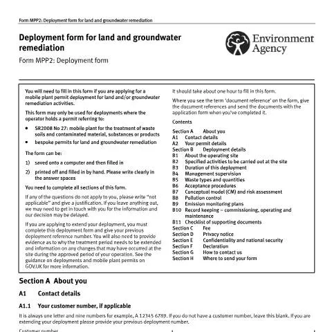 Document preview: Understanding MPP2 Deployment Forms for Environmental Remediation — Environment & energy