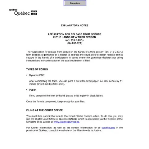 Document preview: How to Request Release from Seizure in the Hands of a Third Person — Legal & justice (SJ-857-17A)