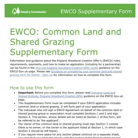 Document preview: Understanding the EWCO Common Land Supplementary Form — Government & admin