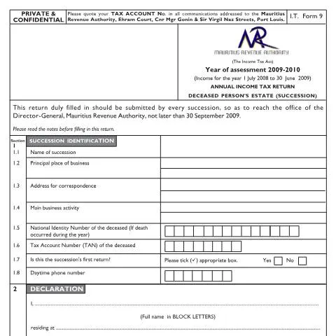 Document preview: The Role of ITForm920092010 in Estate Tax Compliance — Government & admin (ITForm920092010Succession)