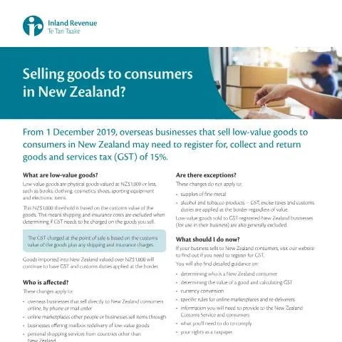 Document preview: Navigating GST Registration for International Sellers in New Zealand — Taxes (CERFA n°AD261)