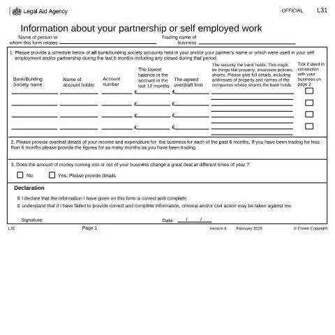 Document preview: Financial Disclosure Requirements for Self-Employed Legal Aid — Taxes