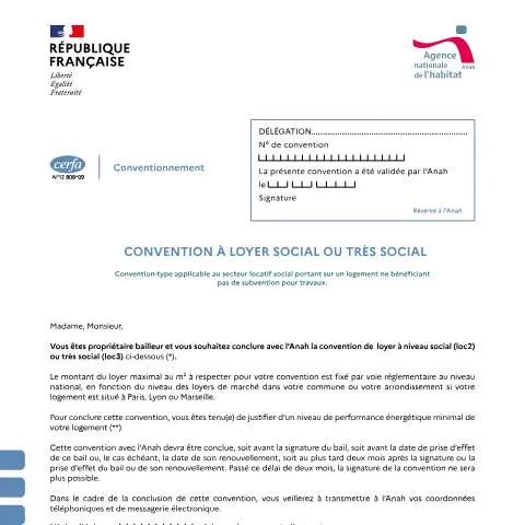 Aperçu du document Conventionnement social sans travaux : la procédure méconnue — Logement (CERFA n°12808*09)