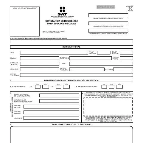 Vista previa del documento Todo sobre la Constancia de Residencia para Efectos Fiscales — Impuestos (CERFA n° 36)