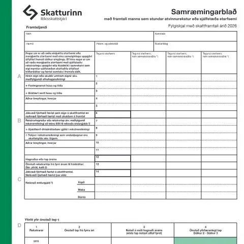Document preview: Samræmingarblað: Skjal fyrir skattafyrirtæki á Íslandi — Skattar & fjármál (CERFA n°RSK 4.05)