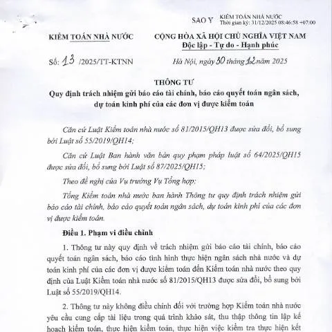 Document preview: Nâng cao trách nhiệm tài chính với Thông tư số 13/2025/TT-KTNN — Thủ tục hành chính (CERFA n°13/2025/TT-KTNN)