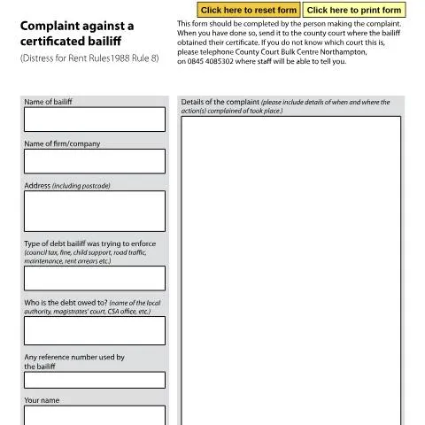 Document preview: Understanding Form 4 for Complaints Against Bailiffs — Legal & justice