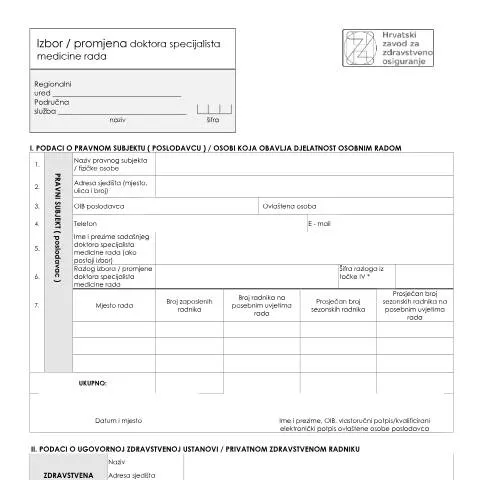 Document preview: Važnost Tiskanice izbora za specijaliste medicine rada — Zdravlje (CERFA n°Tiskanica izbora -promjene dr.spec_.med_)
