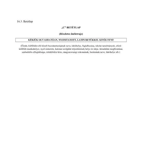 Document preview: A 16.3. Betétlap Jelentősége az Ügyintézésben — Bevándorlás & vízumok