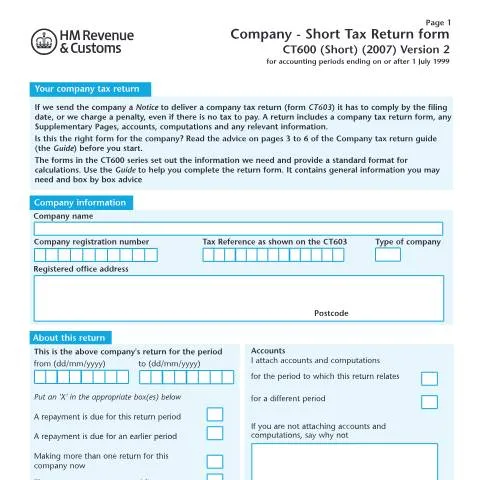 Document preview: Understanding the CT600 (Short) for Your Business — Taxes