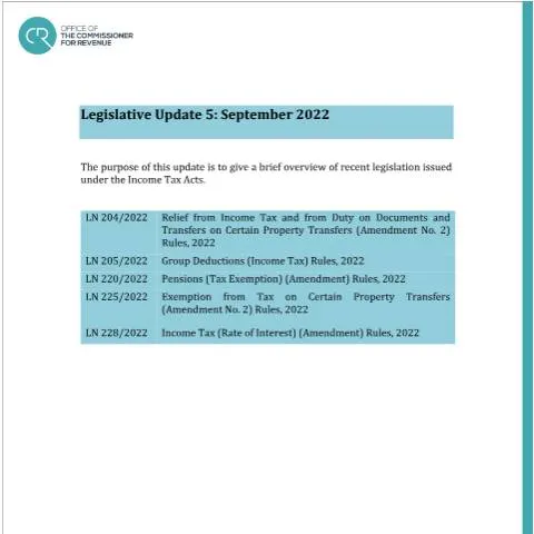 Document preview: Understanding Malta's 2022 Income Tax Update Form — Taxes (CERFA n°update-5---september-2022)