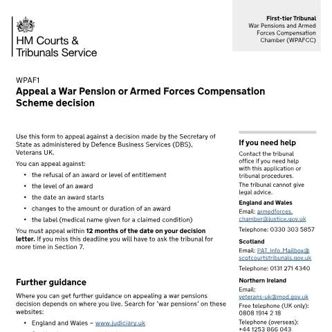 Document preview: Understanding the Appeal Process for War Pension and Armed Forces — Legal & justice