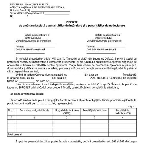 Document preview: Amânarea penalităților de întârziere: Un sprijin pentru contribuabili — Impozite & fiscalitate (CERFA n°A2p_OPANAF_90_2016)