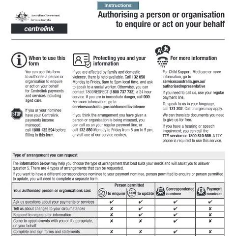 Document preview: Guide to Authorising a Representative for Services Australia — Legal & justice (CERFA n°SS313)