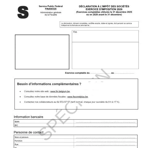 Aperçu du document Obligation fiscale : Déclaration ISOC 2026 pour entreprises — Impôts & fiscalité (CERFA n°121-declaration-isoc-2026)