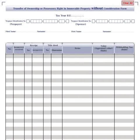 Document preview: การโอนกรรมสิทธิ์ในทรัพย์สินไม่เคลื่อนที่โดยไม่มีค่าตอบแทน — อสังหาริมทรัพย์ & ที่ดิน