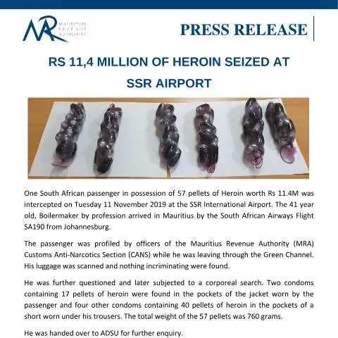 Document preview: Major Heroin Seizure Highlights MRA's Efforts — Government & admin (PressRelease181119)