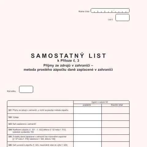 Document preview: Praktické rady k vyplnění Samostatného listu k Příloze č. 3 — Daně a fiskální záležitosti (CERFA n°25 5405a)