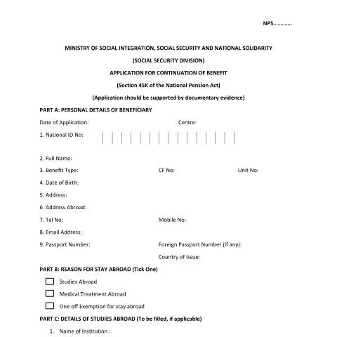 Document preview: Essential Guide to the Continuation of Benefits Form — Government & admin (Continuation-of-benefits-form-1)