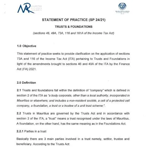 Document preview: The Importance of SP 24/21 in Mauritius' Tax Landscape — Government & admin (SP2421)