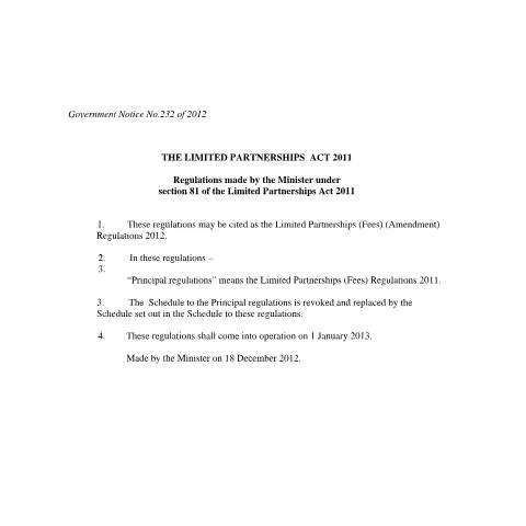 Document preview: Navigating Limited Partnerships: Insights on GN2322012 — Government & admin (GN2322012)
