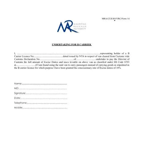 Document preview: Key Insights into the Undertaking for B-carrier in Mauritius — Government & admin (Undertaking4Bcarrier)